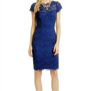 Monique Lhuillier navy lace dress